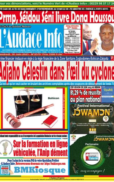 Quotidien de droit béninois L'Audace Infos du Vendredi, 30 Juin 2023