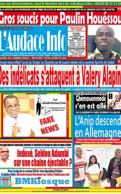 Quotidien de droit béninois L'Audace Infos du Lundi, 03 Juin 2023