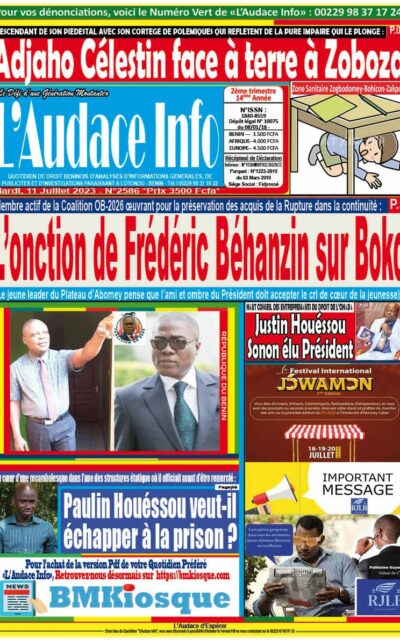 Quotidien de droit béninois L'Audace Infos du Mardi 11 Juillet 2023