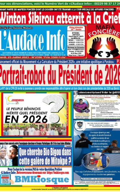 Quotidien de droit béninois L'Audace Infos du Mardi 25 Juillet 2023