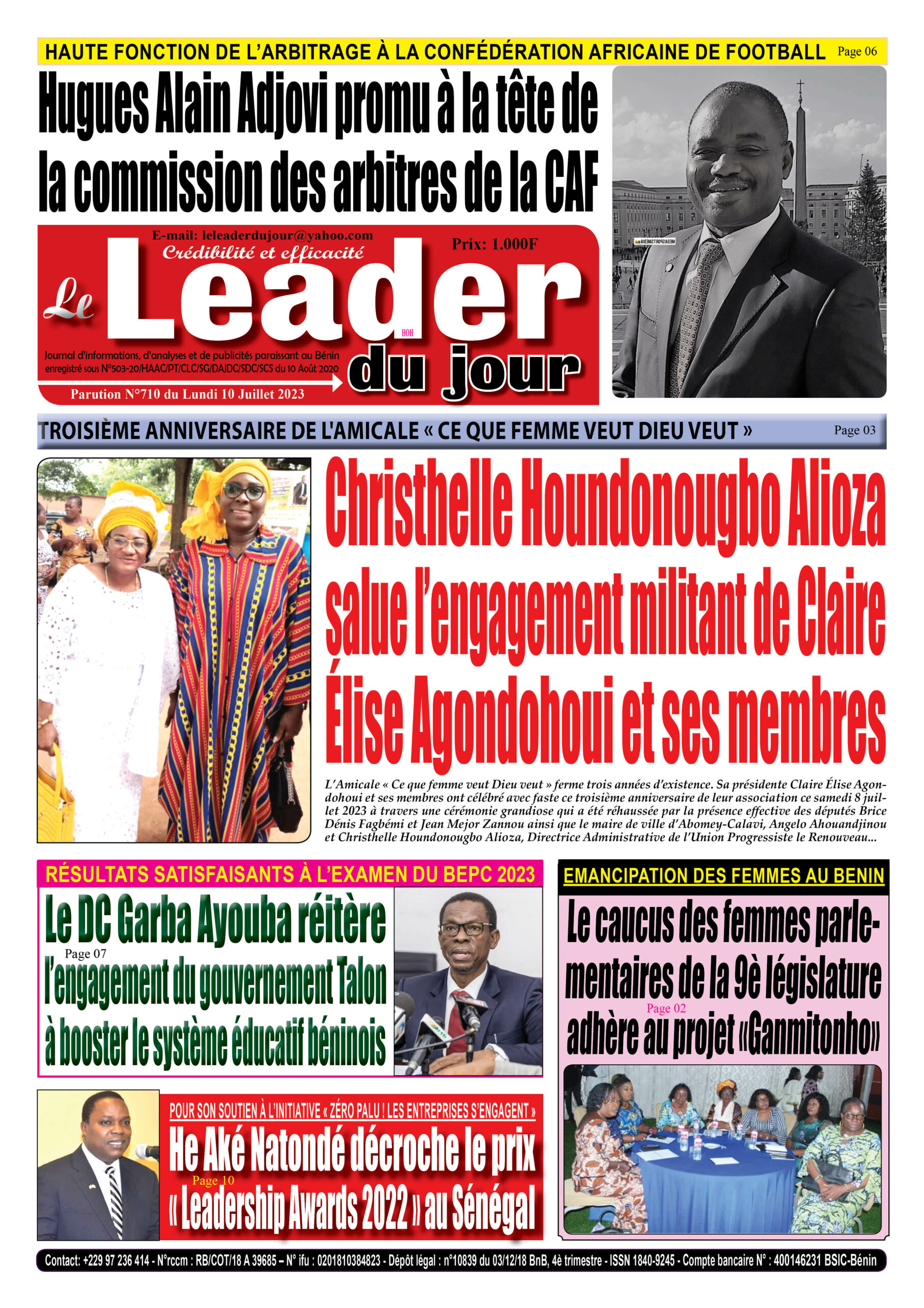 Le Leader du Jour, parution de Lundi 10 Juillet 2023