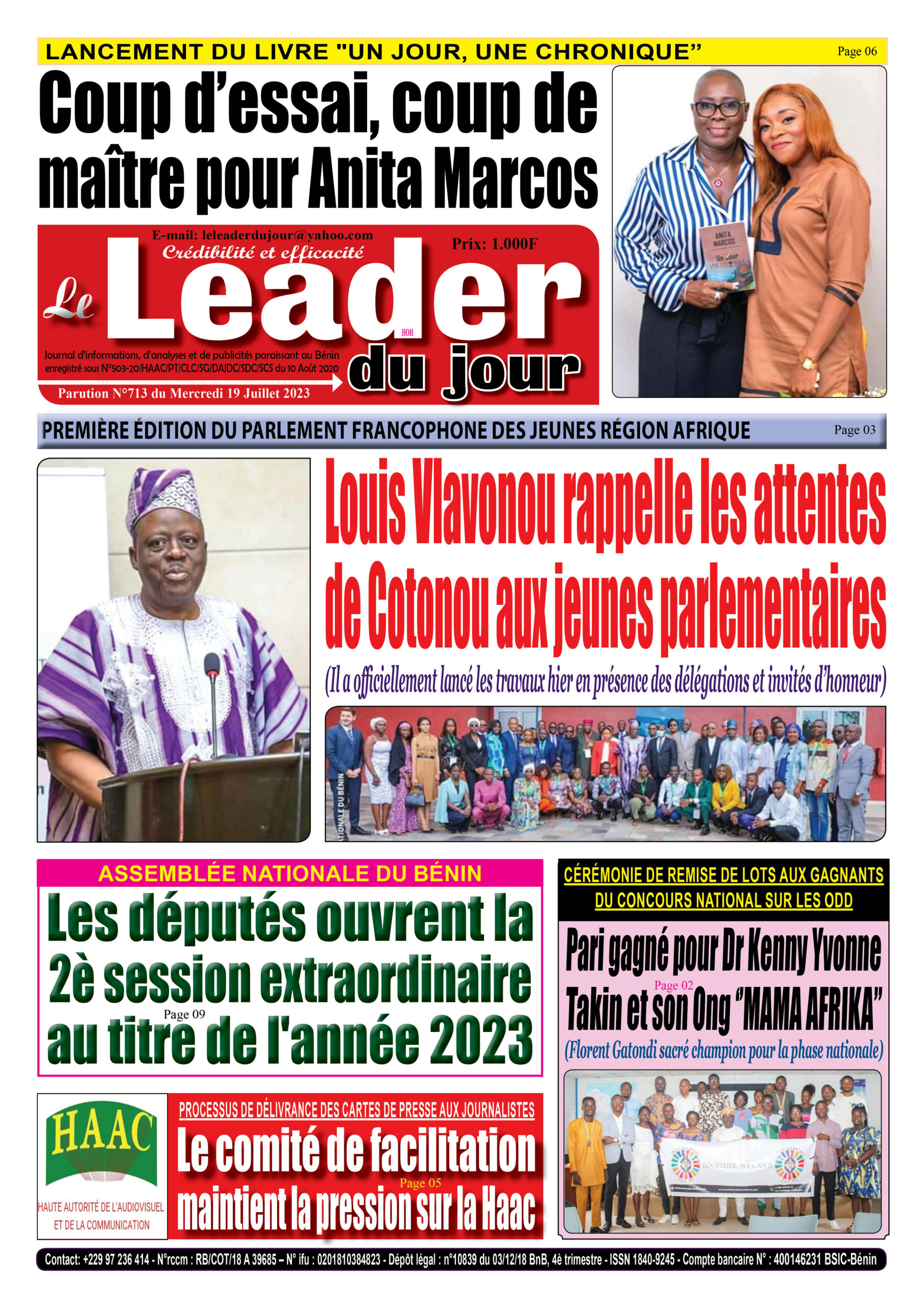 Le Leader du Jour , parution du Mercredi 19 Juillet 2023