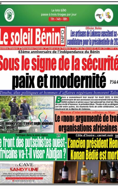 Soleil Bénin Info du Mercredi 02 Août 2023