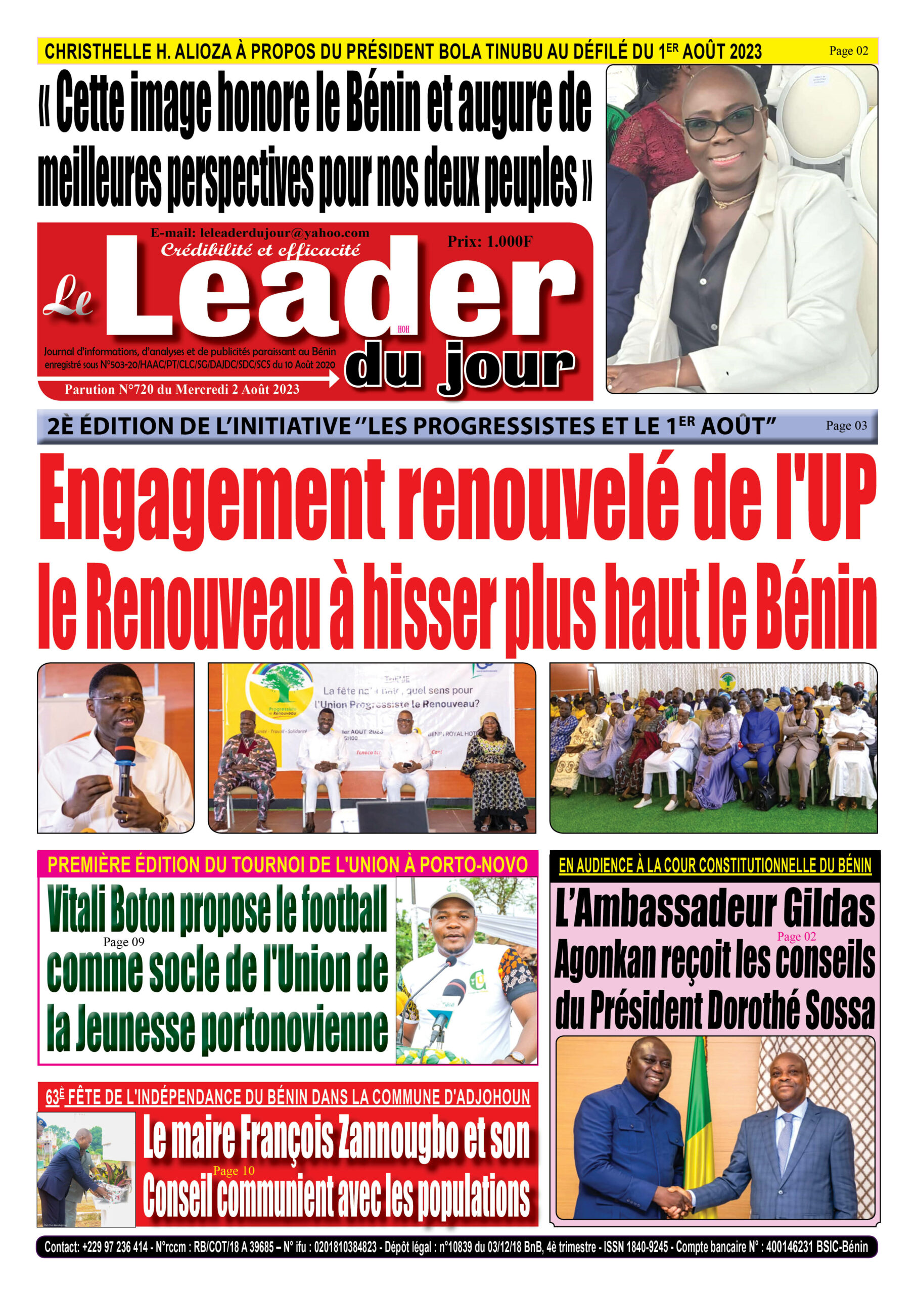 Le Leader du Jour, parution de ce Mercredi 2 Août