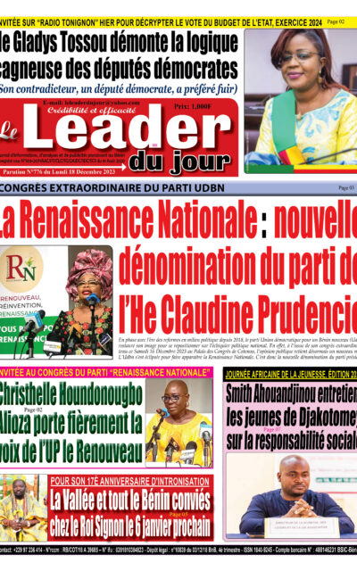 Le Leader du Jour, parution de ce Lundi