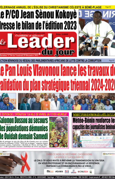 Le Leader du Jour, parution de ce Vendredi 29 Décembre