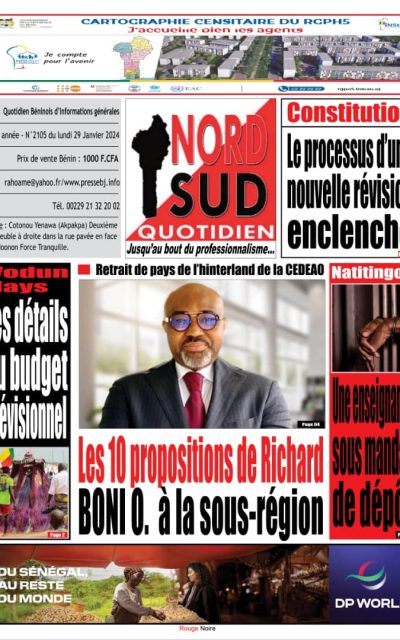 Nord Sud Quotidien du Lundi 29 Janvier 2024