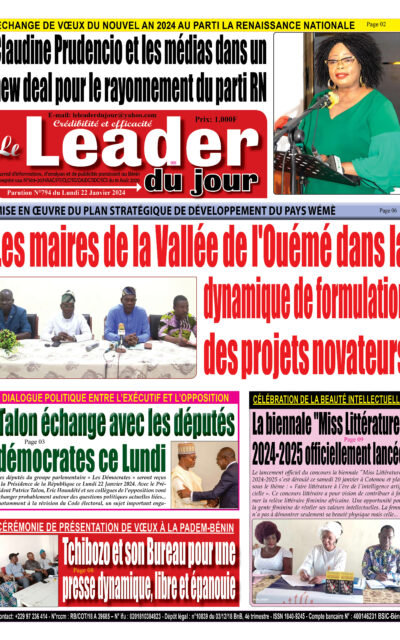 Le Leader du Jour, parution du Lundi 22 Janvier 2024