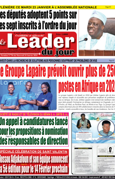 Le Leader du Jour, parution de ce Mercredi...