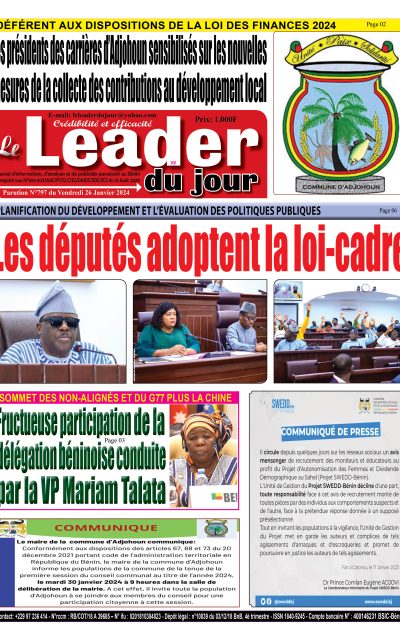 Le Leader du Jour, parution de ce Vendredi...