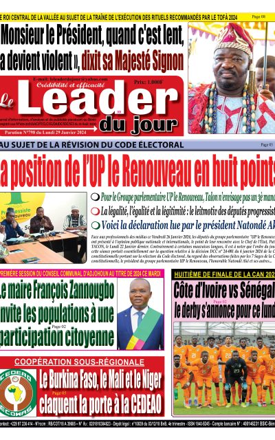 Le Leader du Jour, parution de ce Lundi...