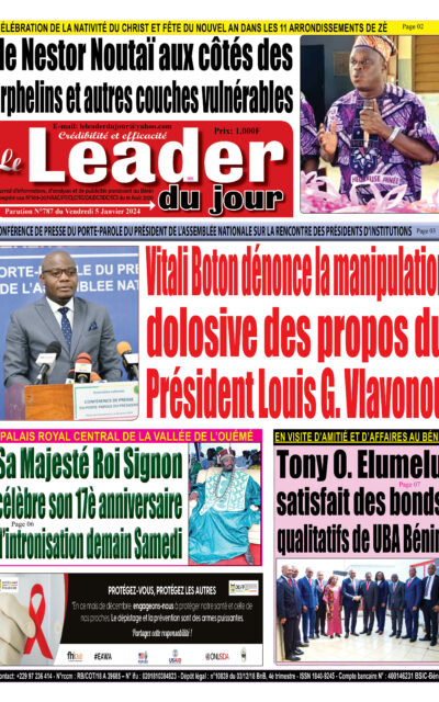 Le Leader du Jour, parution de ce Vendredi 5 Janvier 2024