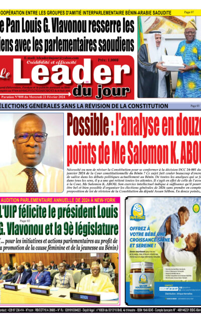 Le Leader du Jour, parution de ce Mercredi 21 Février 2024