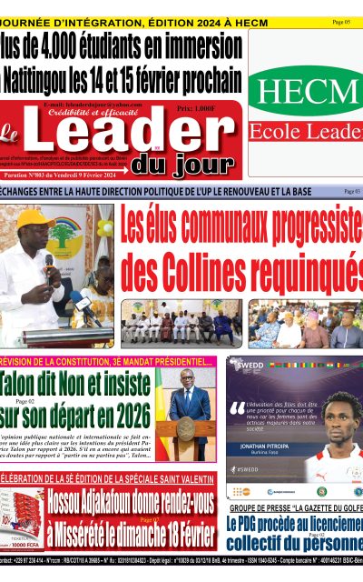 Le Leader du Jour, parution de ce Vendredi...