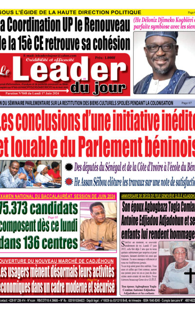 Le Leader du Jour, parution de ce Lundi 17 Juin 2024