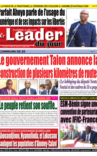Le Leader du Jour, parution de ce Mardi 2 Juillet 2024