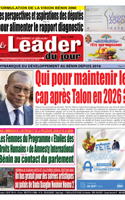 Le Leader du Jour, parution de ce Vendredi 16 Août 2024