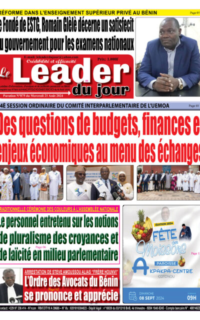 Le Leader du Jour, parution de ce Mercredi 21 Août 2024