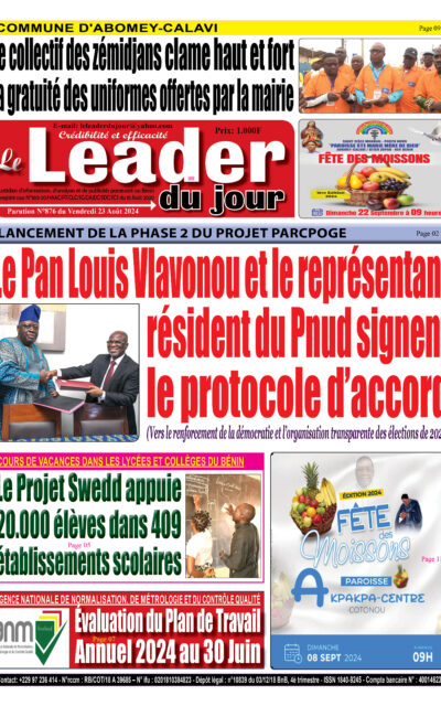 Le Leader du Jour, parution de ce Vendredi 23 Août 2024