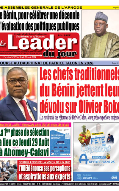 Le Leader du Jour, parution de ce Jeudi 29 Août 2024
