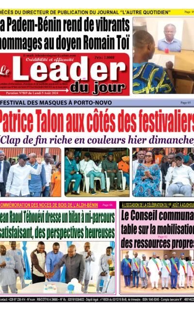 Le Leader du Jour, parution de ce Lundi 5 Août 2024