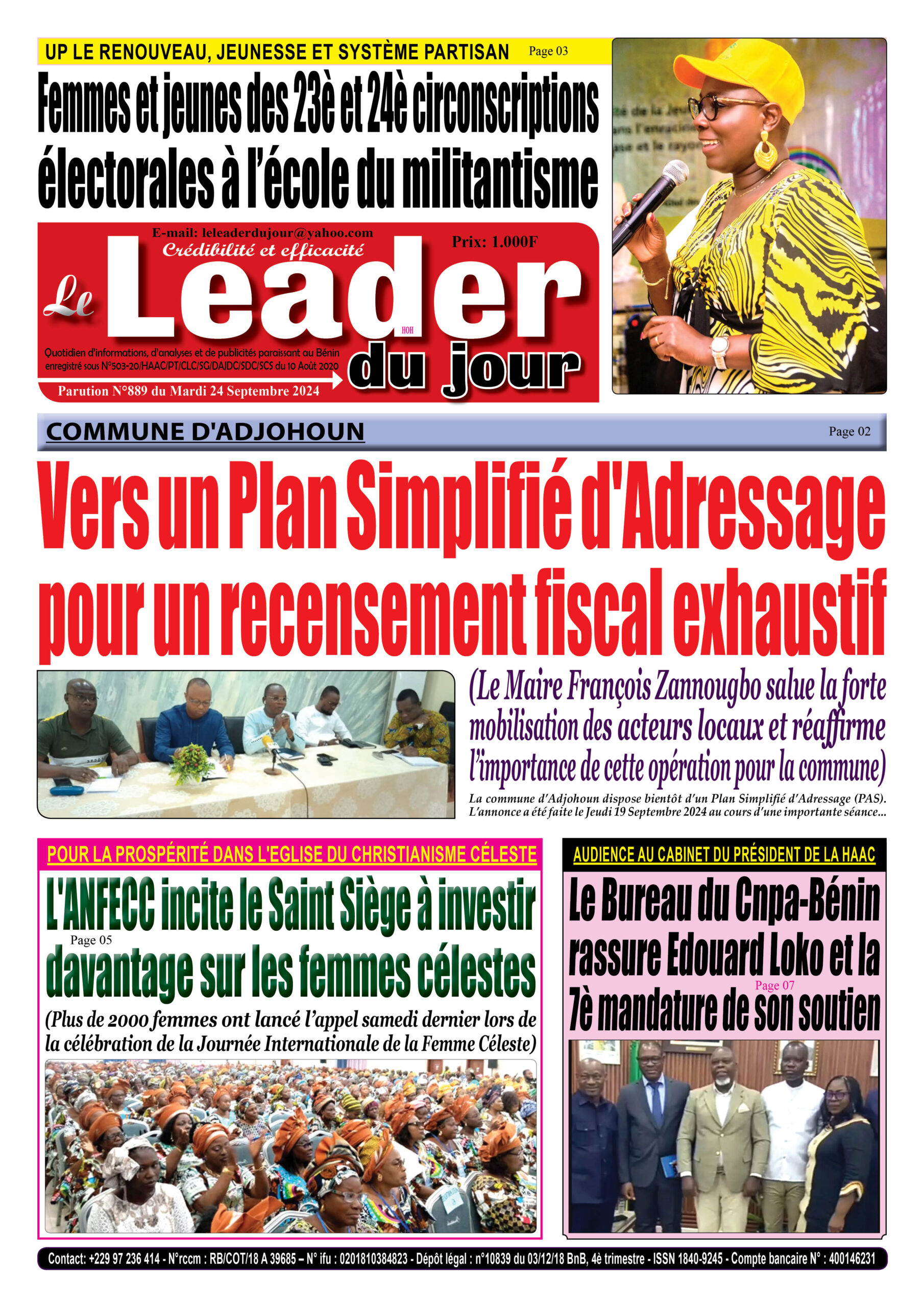 Le Leader du Jour, parution de ce Mardi 24 Septembre 2024