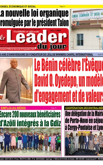 Le Leader du Jour, parution de ce Mercredi 25 Septembre 2024