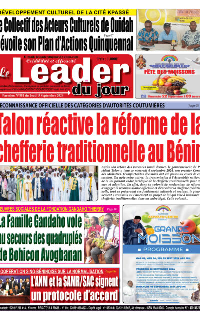 Le Leader du Jour, parution de ce Jeudi 5 Septembre 2024
