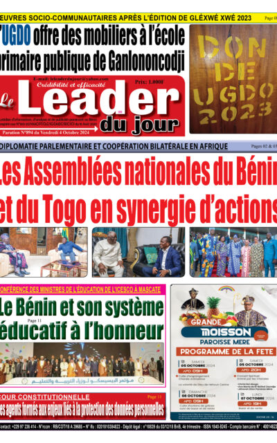 Le Leader du Jour, parution de ce Vendredi 4 Octobre 2024