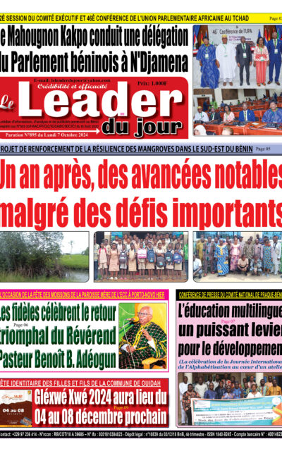 Le Leader du Jour, parution de ce Lundi 7 Octobre 2024