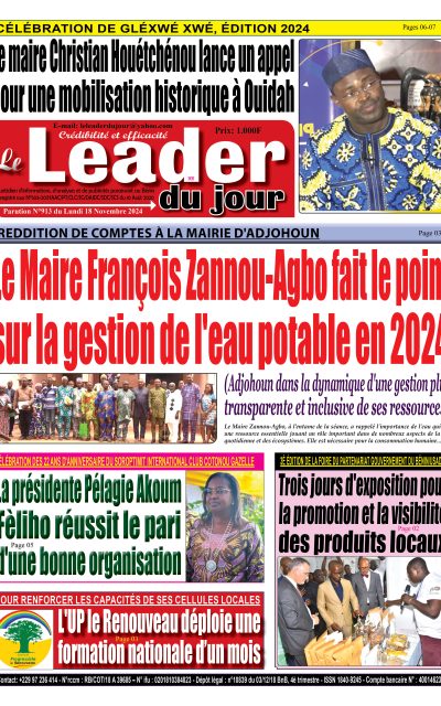 Le Leader du Jour, parution de ce Lundi 18 Novembre 2024