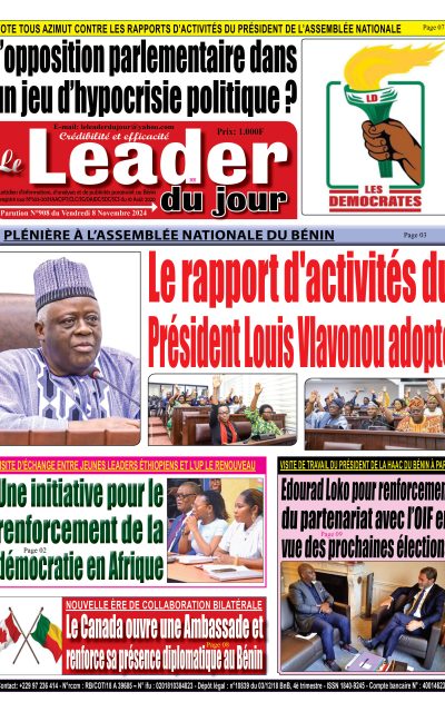 Le Leader du Jour, parution de ce Vendredi 8 Novembre 2024