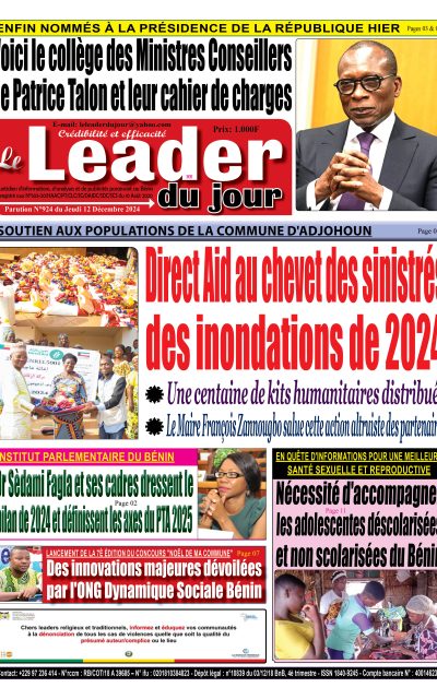 Le Leader du Jour, parution de ce Jeudi 12 Décembre 2024