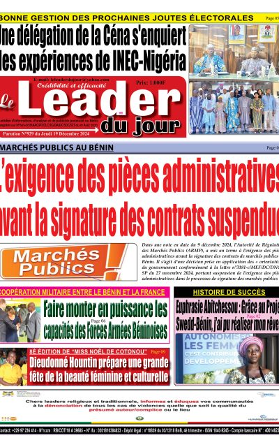 Le Leader du Jour, parution de ce Jeudi 19 Décembre 2024