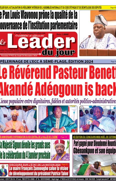 Le Leader du Jour, parution de ce Jeudi 26 Décembre 2024