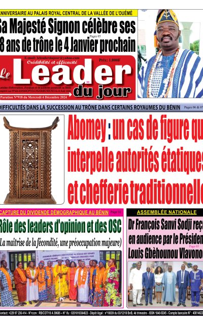 Le Leader du Jour, parution de ce Mercredi 4 Décembre 2024
