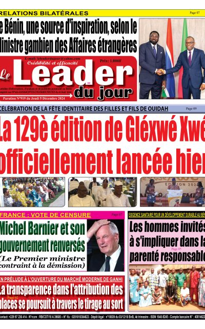 Le Leader du Jour, parution de ce Jeudi 5 Décembre 2024