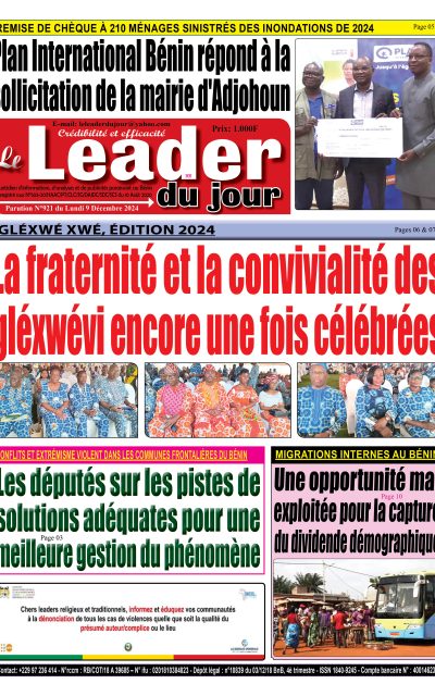 Le Leader du Jour, parution de ce Lundi 9 Décembre 2024