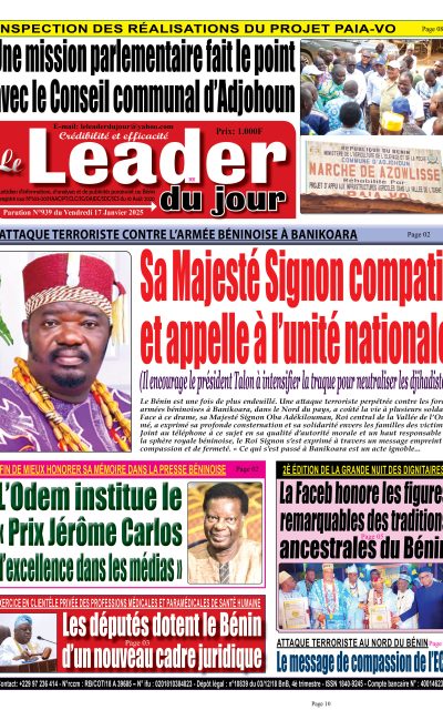 Le Leader du Jour, parution de ce Vendredi 17 Janvier 2025