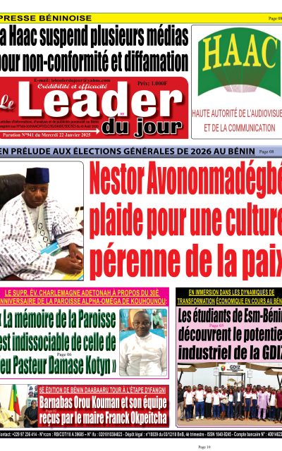 Le Leader du Jour, parution de ce Mercredi 22 Janvier 2025